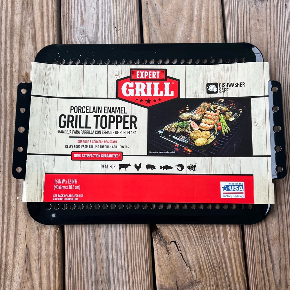 Expert Grill Porcelain Grill Topper, 16" x 12" Perfect for Grilling Fish, Shrimp